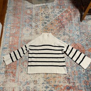 Tahari chunky knit wool-cashmere striped sweater